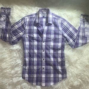 ‼️ Fitted Express Plaid Button Up